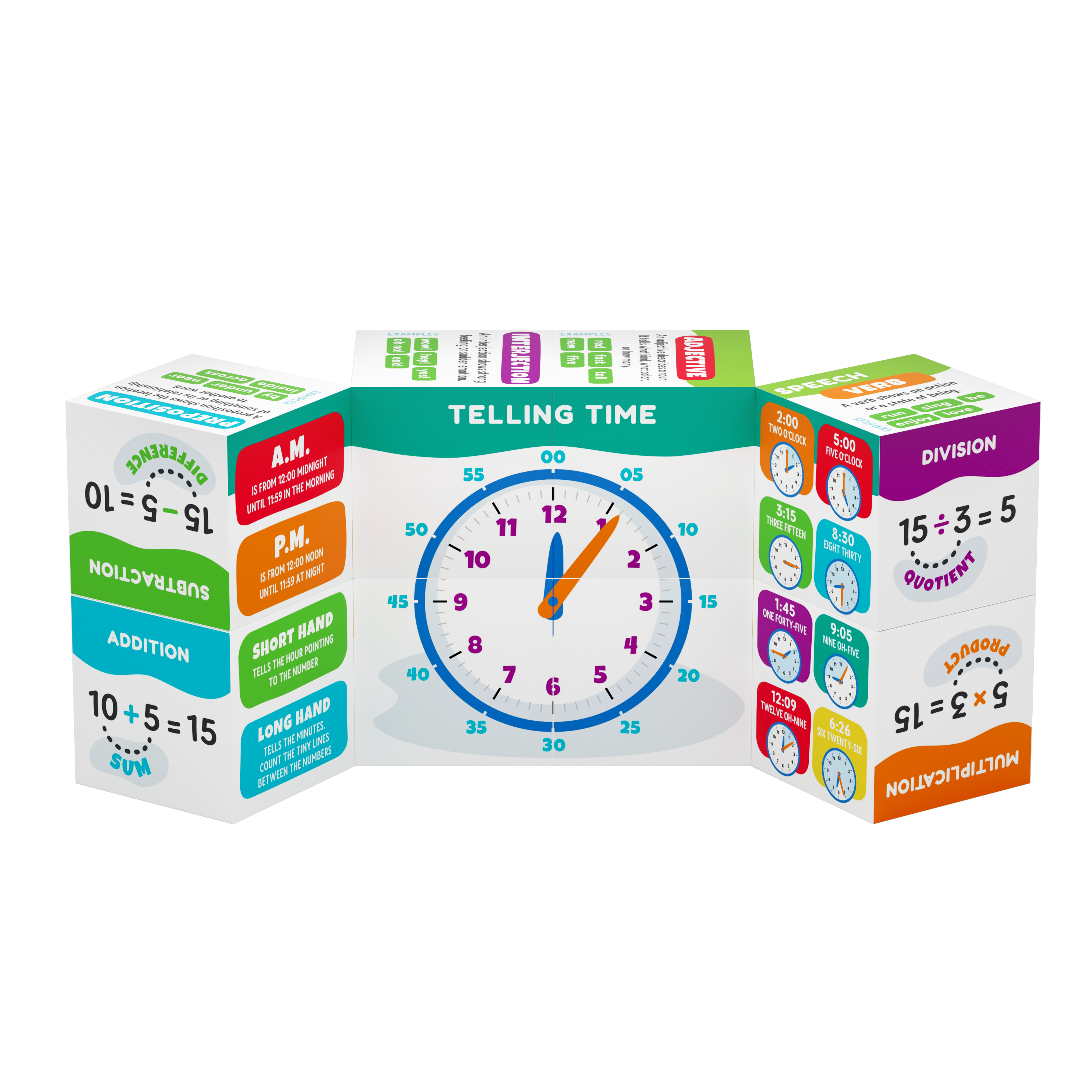 Clock and telling time unfolded view